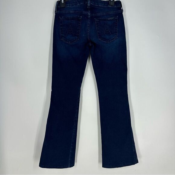 7 FOR ALL MANKIND Women’s Dark Wash Flared Denim “A” Pocket Jeans Sz 26 - Picture 6 of 10